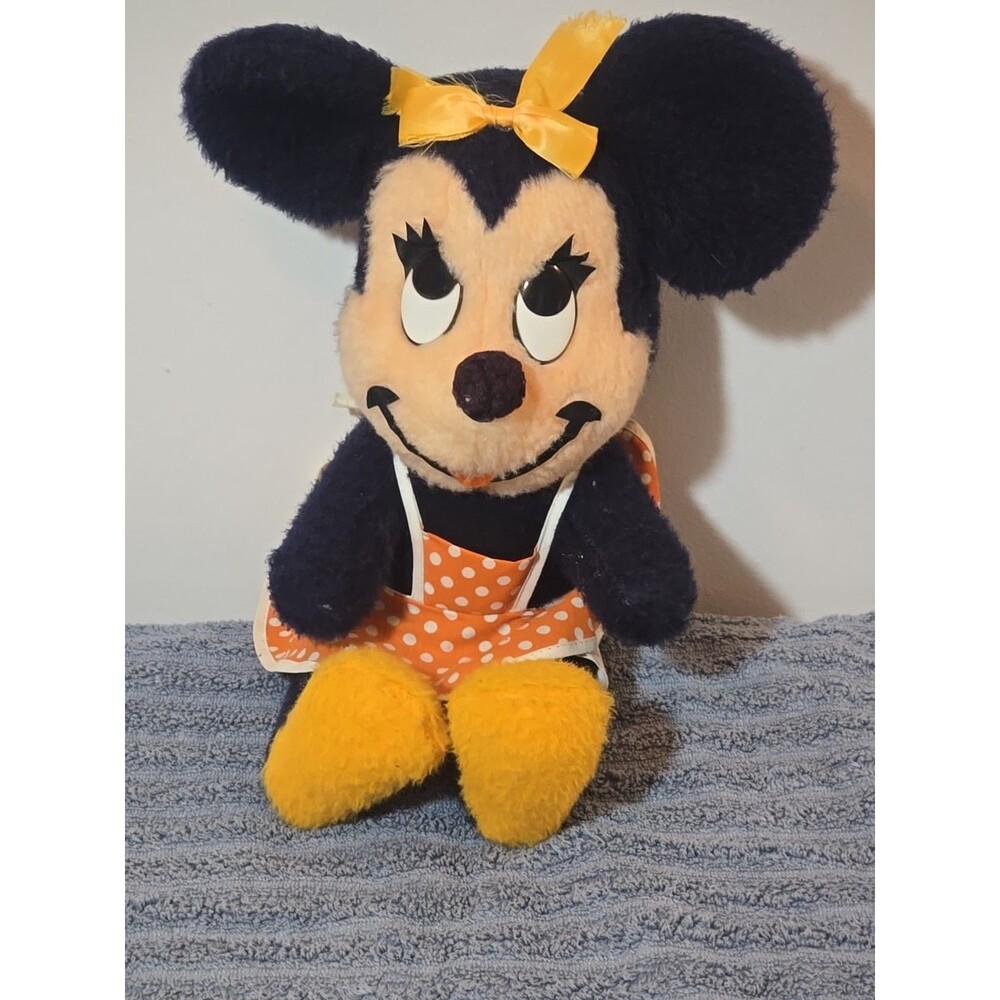 Vintage Walt Disney Plush Minnie Mouse California Stuffed Toys Orange Dress